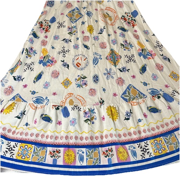 Label Of Love Dresses & Skirts - Label of Love Maxi Dress L Boho Floral Fruit Print Rayon Linen Sundress Tropical